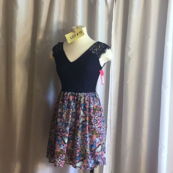 Xhilaration Dresses & Skirts - Lace top dress with colorful butterfly skirt in XS by XHILARATION